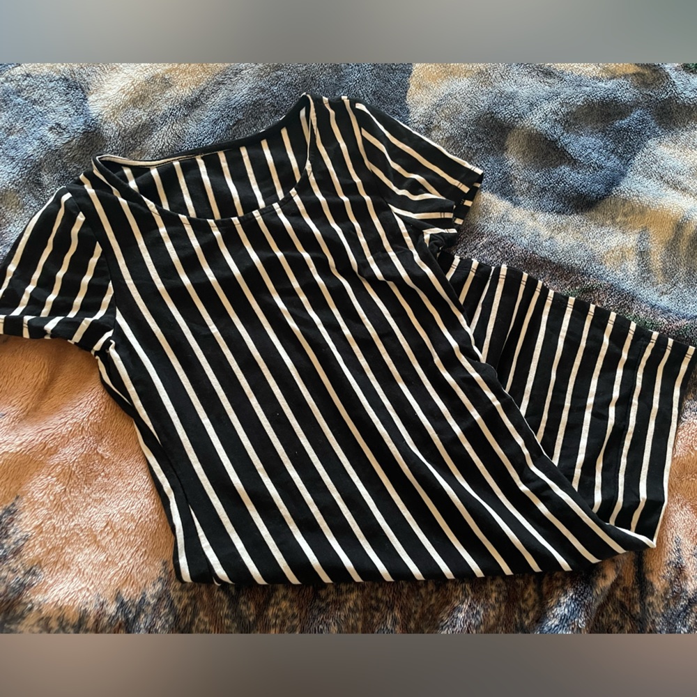 Black and white striped mini dress